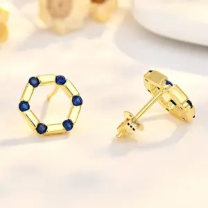 Elegant Hexagonal Sterling Silver Earrings LL-YS1067 12 S08167d17f4724802860259e3d4dbef2bF