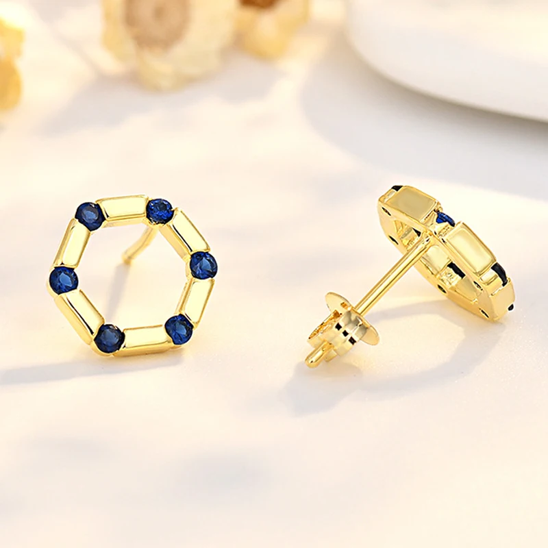 Elegant Hexagonal Sterling Silver Earrings LL-YS1067 6 Elegant Hexagonal Sterling Silver Earrings LL-YS1067 - Image 6