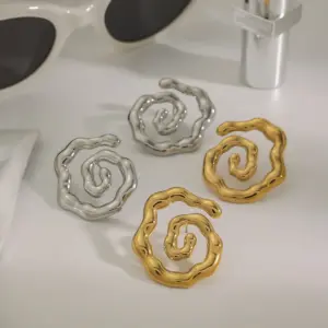 Bold Spiral Stainless Steel Gold Ear Studs 12 S0838b59a161e46e68ae7cceeca92d0f3T