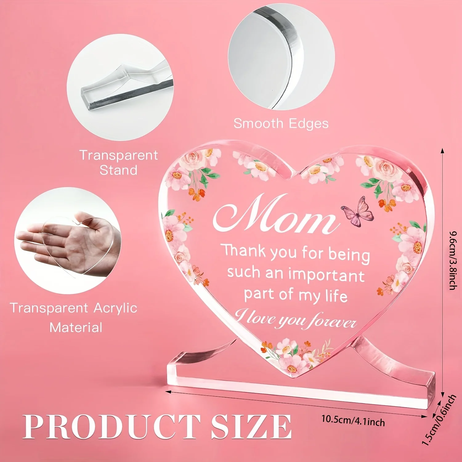 Heartfelt Acrylic Heart Plaque for Mom 2 Heartfelt Acrylic Heart Plaque for Mom - Image 2