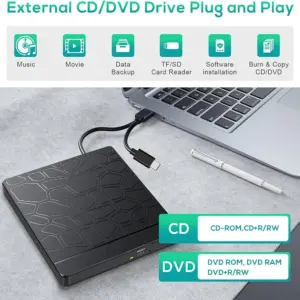 Black External Optical Drive with Multi-Function Hub 8 S09187cdad5924652bc7e549445c9840bI