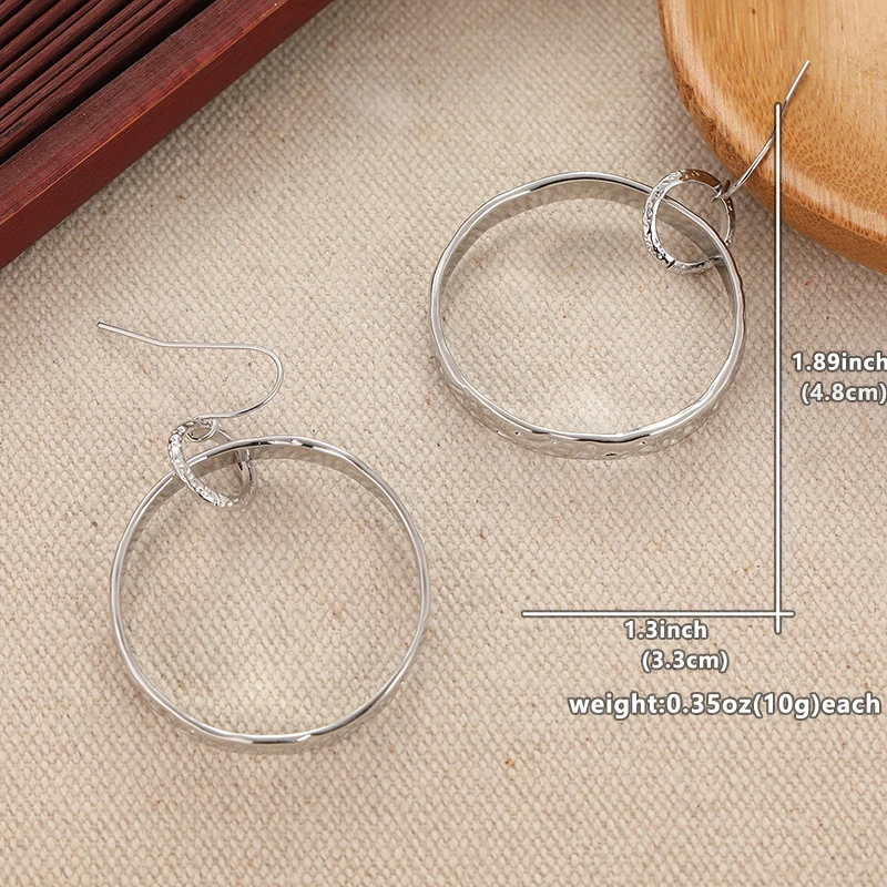 Vintage Silver Drop Earrings with Textured Hoops 5 Vintage Silver Drop Earrings with Textured Hoops - Image 5