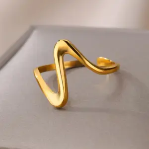 Gold Wave Ring for Women 9 S095e9f49f9da41d9a7141e88864e8c99z