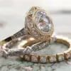 Gold Women's Ring Set with Zircon Stones