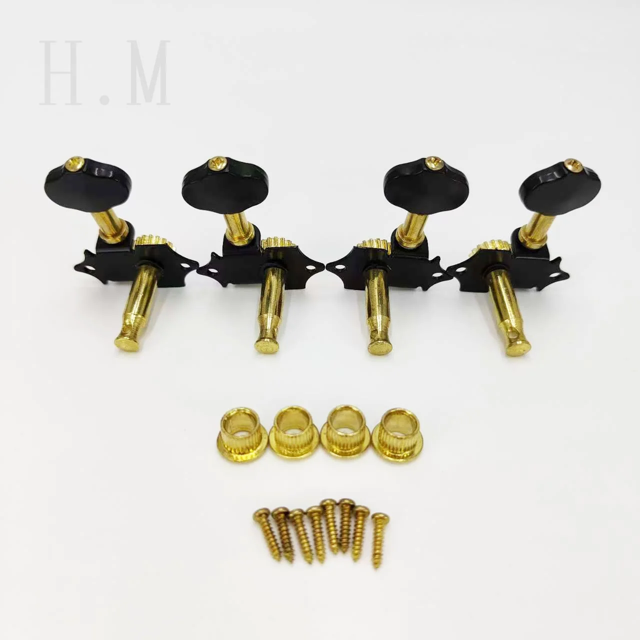 Elegant Black and Gold Ukulele Tuning Pegs Set 2 Elegant Black and Gold Ukulele Tuning Pegs Set - Image 2