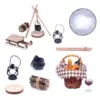 Miniature Dollhouse Picnic Basket with Accessories