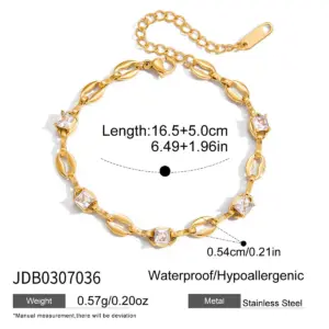 Gold Stainless Steel Skeleton Bracelet with Zircon 18 S0a11b3762eb6428e9c38533b0716684ci