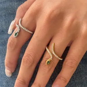 Stainless Steel Snake Ring with Green Eye 10 S0a20f8e49b084a23a94cac17e205c102e 1