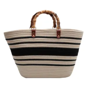 Cotton Woven Summer Handbag with Bamboo Handle 13 S0a349feb717f4d00a13e719599624bd82