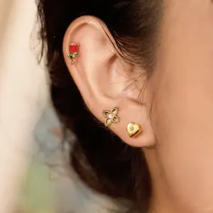 Romantic Stainless Steel Heart & Flower Earrings Set 8 S0a3bb2f434b44441b9a203a0d635b390I