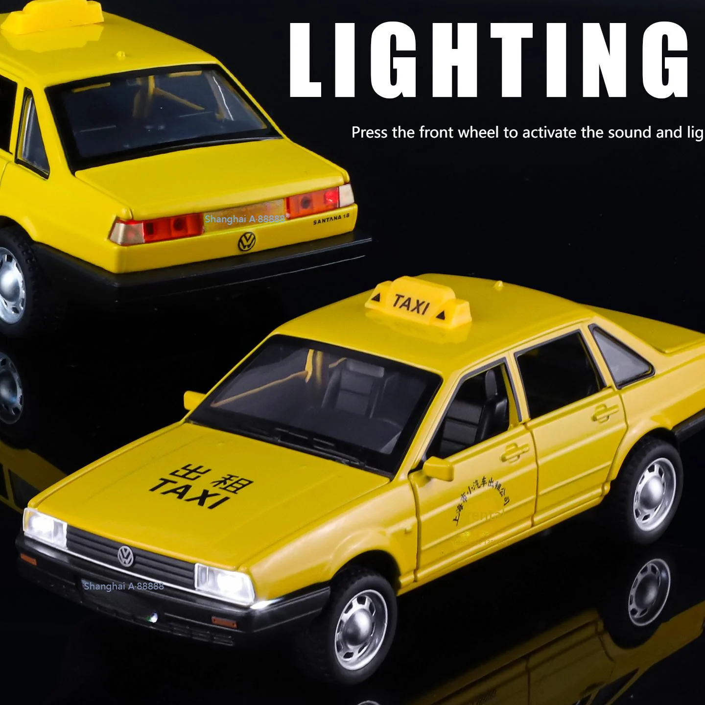 Red Volkswagen Santana Taxi diecast model 1:32 scale 3 Red Volkswagen Santana Taxi diecast model 1:32 scale - Image 3
