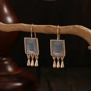 Vintage Gold Square Drop Earrings with White Stone 5 S0a5dde600e9f4b30917d7312eaa35bcfB