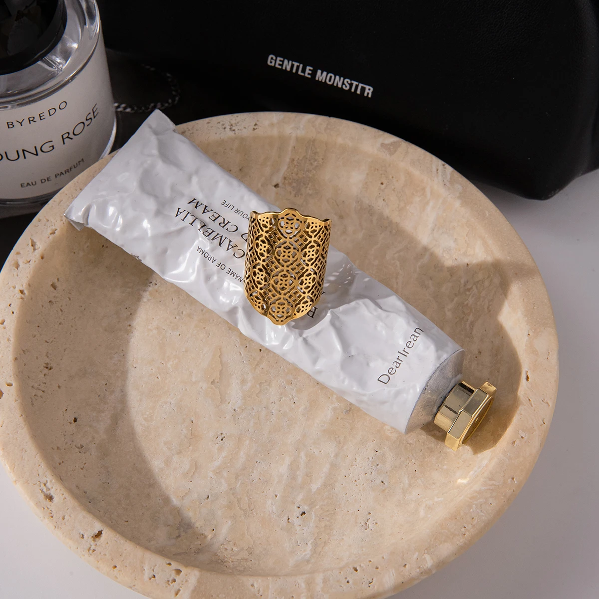 Stainless Steel Gold Geometric Ring for Women 5 Stainless Steel Gold Geometric Ring for Women - Image 5