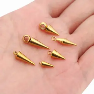 Stainless Steel Cone Charms Set of 10 15 S0a838efe31814f8984812fa52f8f9509x