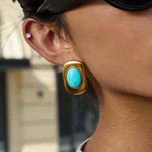 Stainless Steel Blue Turquoise Earrings 9 S0aa3497ca1d54a198bf3a5aaa446e4e3s
