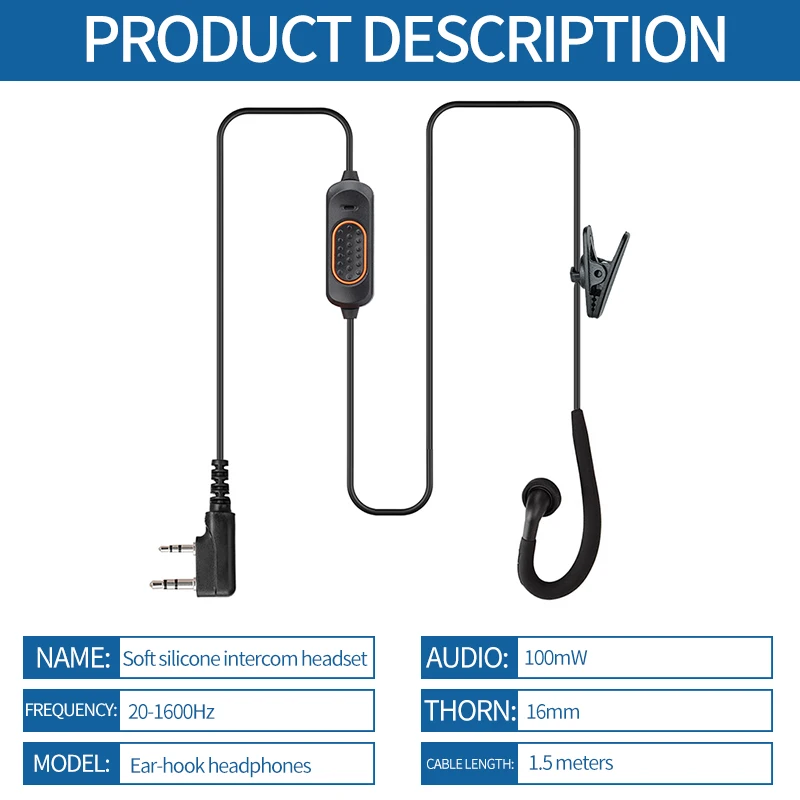 ABBREE 780 Walkie Talkie Headset Microphone 2 ABBREE 780 Walkie Talkie Headset Microphone - Image 2