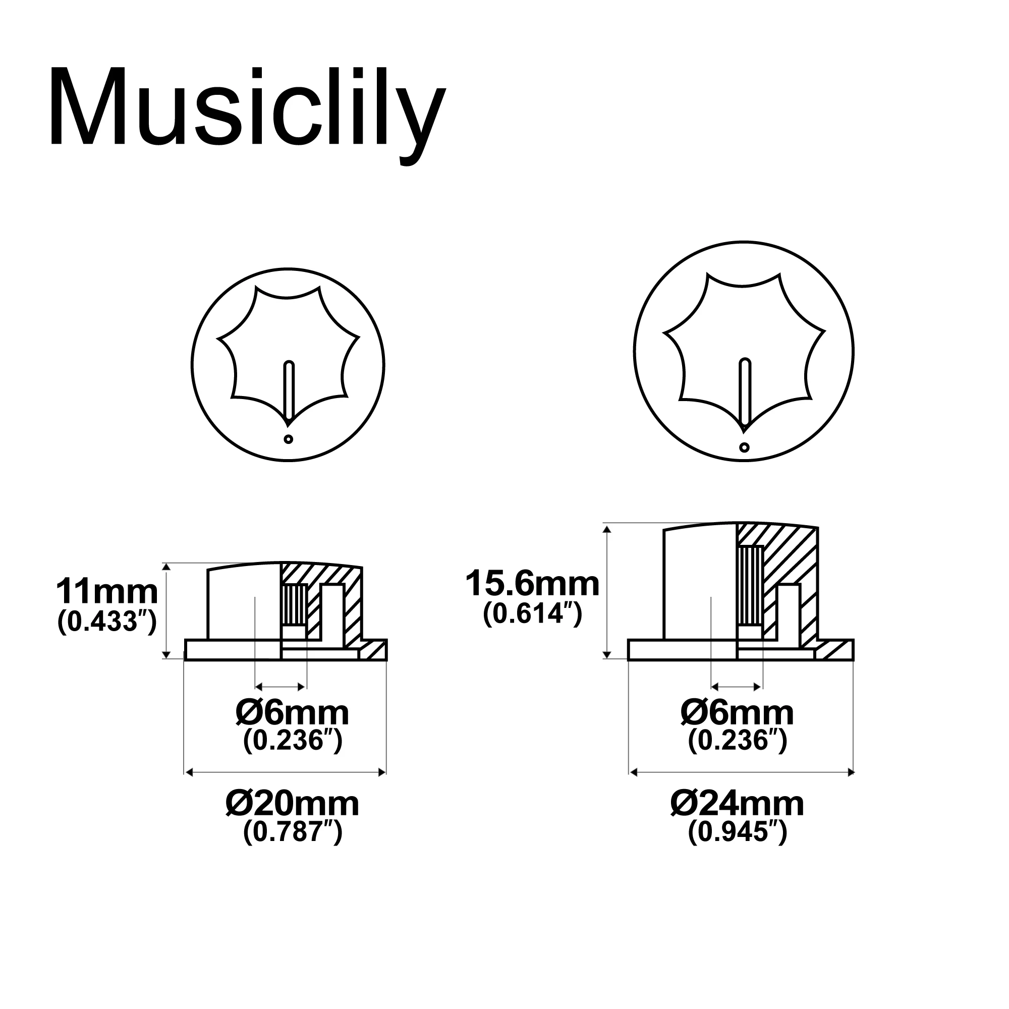 Black Bass Knob Set for Asian-Made Guitars 2 Black Bass Knob Set for Asian-Made Guitars - Image 2