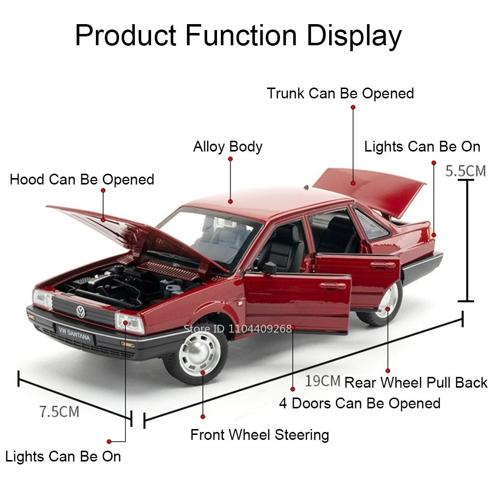 Vintage Red Santana 1:24 Diecast Model Car 2 Vintage Red Santana 1:24 Diecast Model Car - Image 2