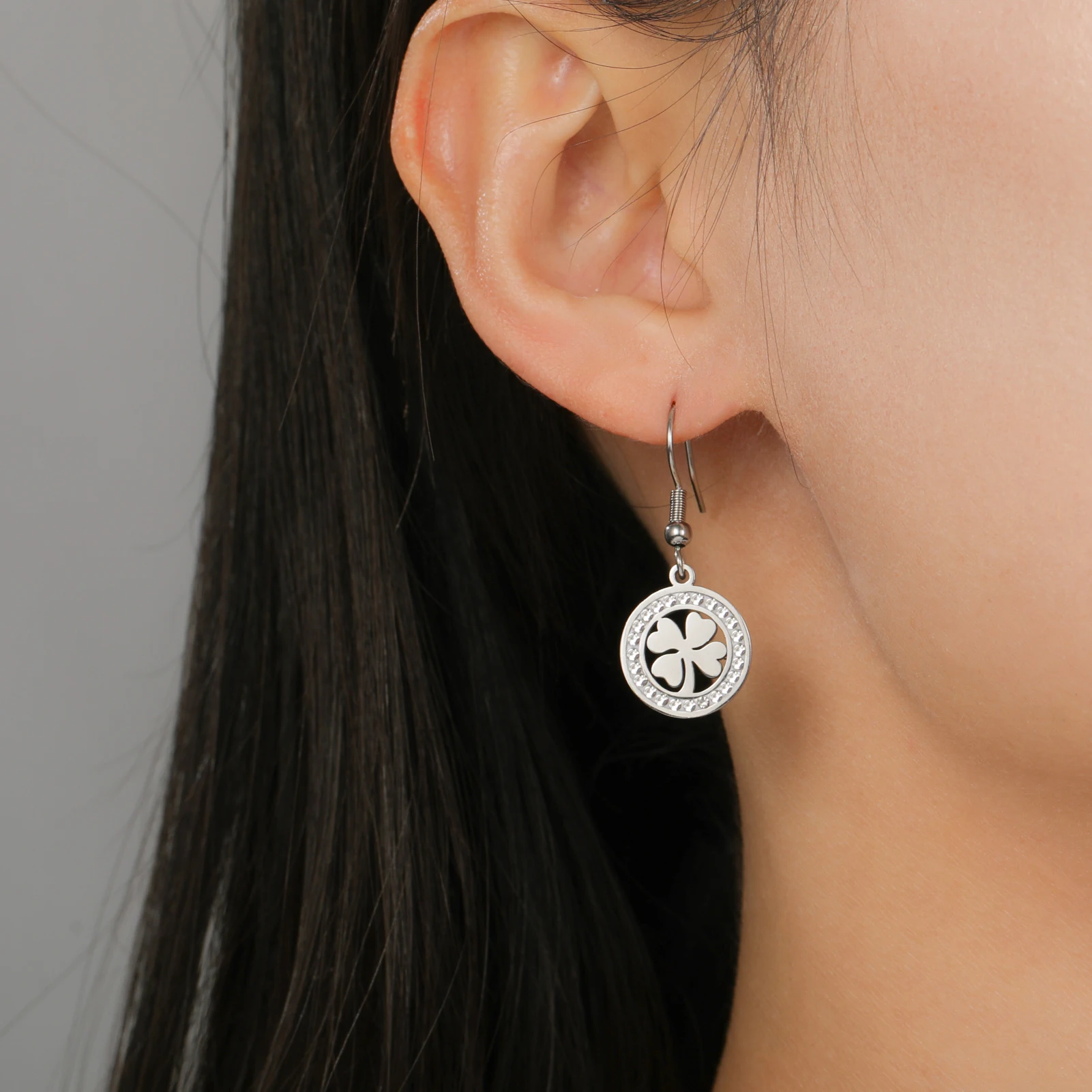Stainless Steel Four-Leaf Clover Earrings 5 Stainless Steel Four-Leaf Clover Earrings - Image 5