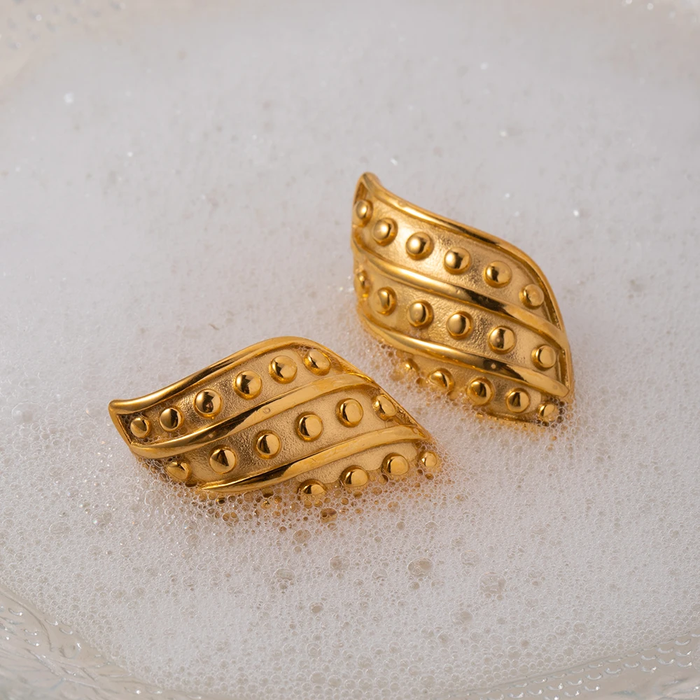 Stainless Steel Crescent Rivet Earrings 5 Stainless Steel Crescent Rivet Earrings - Image 5