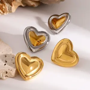 Heart-Shaped Stainless Steel Gold Earrings 9 S0bba27fc0d92455e878a3a3180620a30y