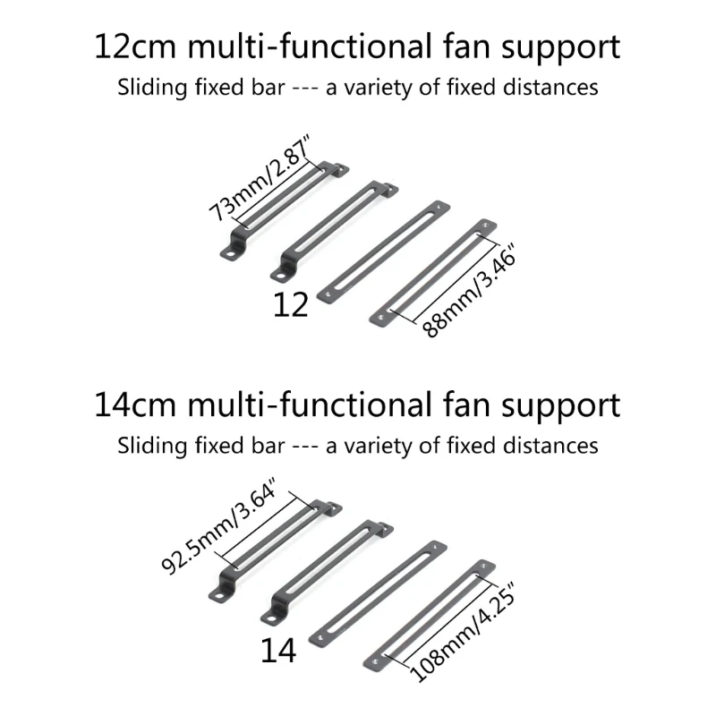 Black Aluminum Cooling Radiator Support Bracket (12cm & 14cm) 6 Black Aluminum Cooling Radiator Support Bracket (12cm & 14cm) - Image 6