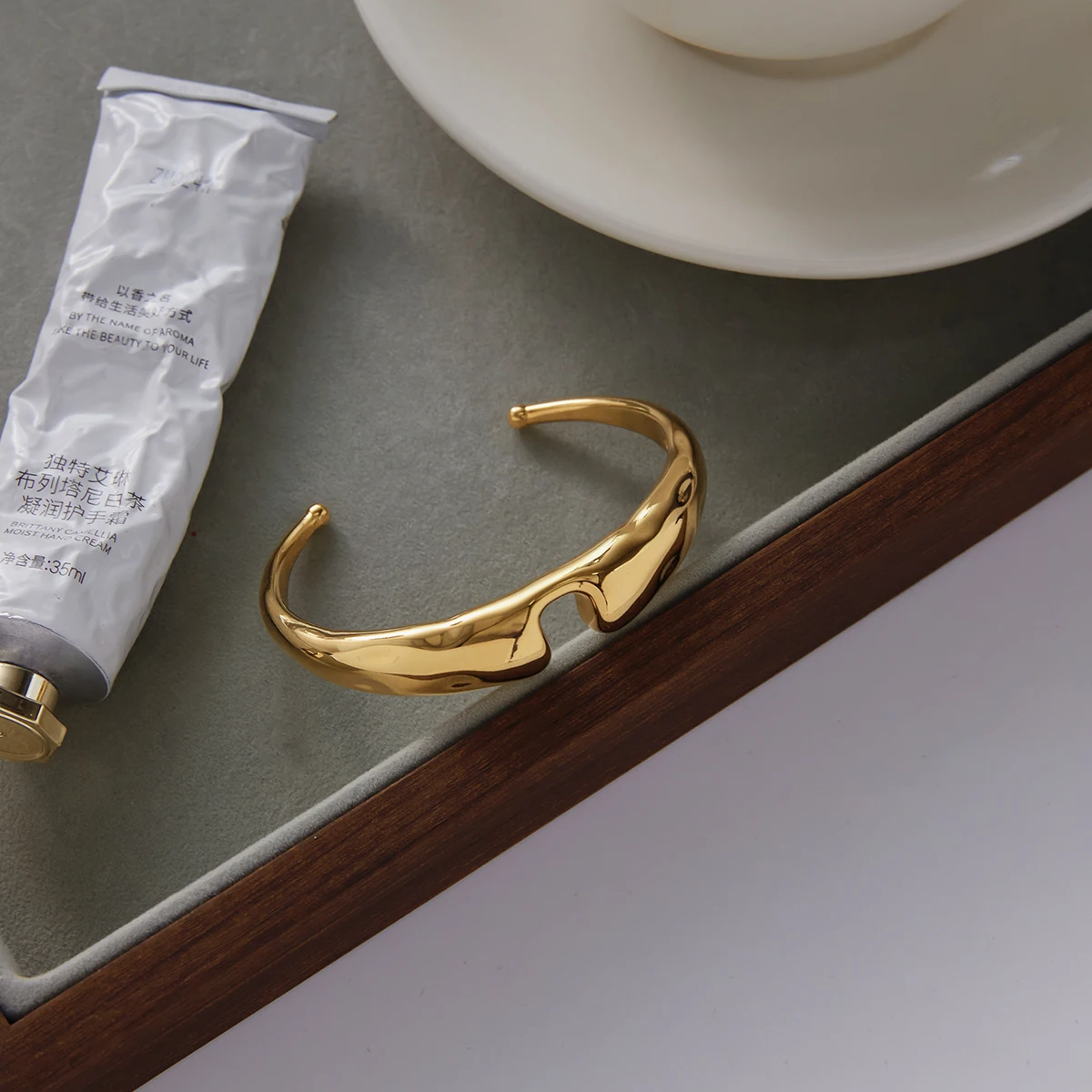 Elegant Gold Stainless Steel Bangle Bracelet 6 Elegant Gold Stainless Steel Bangle Bracelet - Image 6