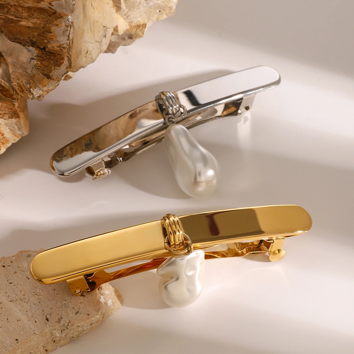 Stainless Steel Pearl Hair Clip for Women 4 Stainless Steel Pearl Hair Clip for Women - Image 4