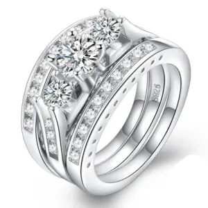 Sterling Silver Triple Band Ring Set for Women 7 S0c54c739b8f04515932722198315949bG