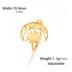 Celestial Crescent Sun Stainless Steel Ring for Women 14 S0c57d4b126c64b81ae05bae277226aef2