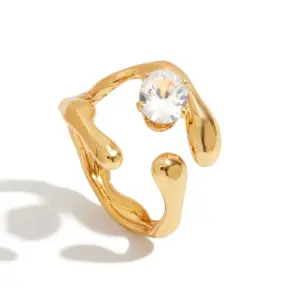 Adjustable Stainless Steel Gold-Tone Women's Ring