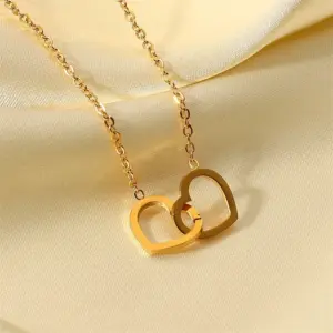 Double Heart Necklace for Women in Stainless Steel 12 S0cd2207add2440568d772e1e8f7229b8Y