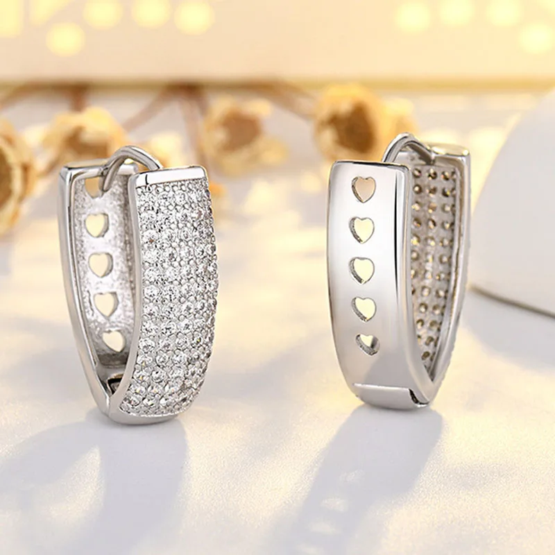 Silver Zircon Hoop Earrings for Women 3 Silver Zircon Hoop Earrings for Women - Image 3