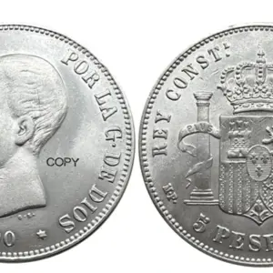 Spain 1890 MP 5 Pesetas Replica Coin 15 S0d3486bfe7544a7187529394869d5b5dW
