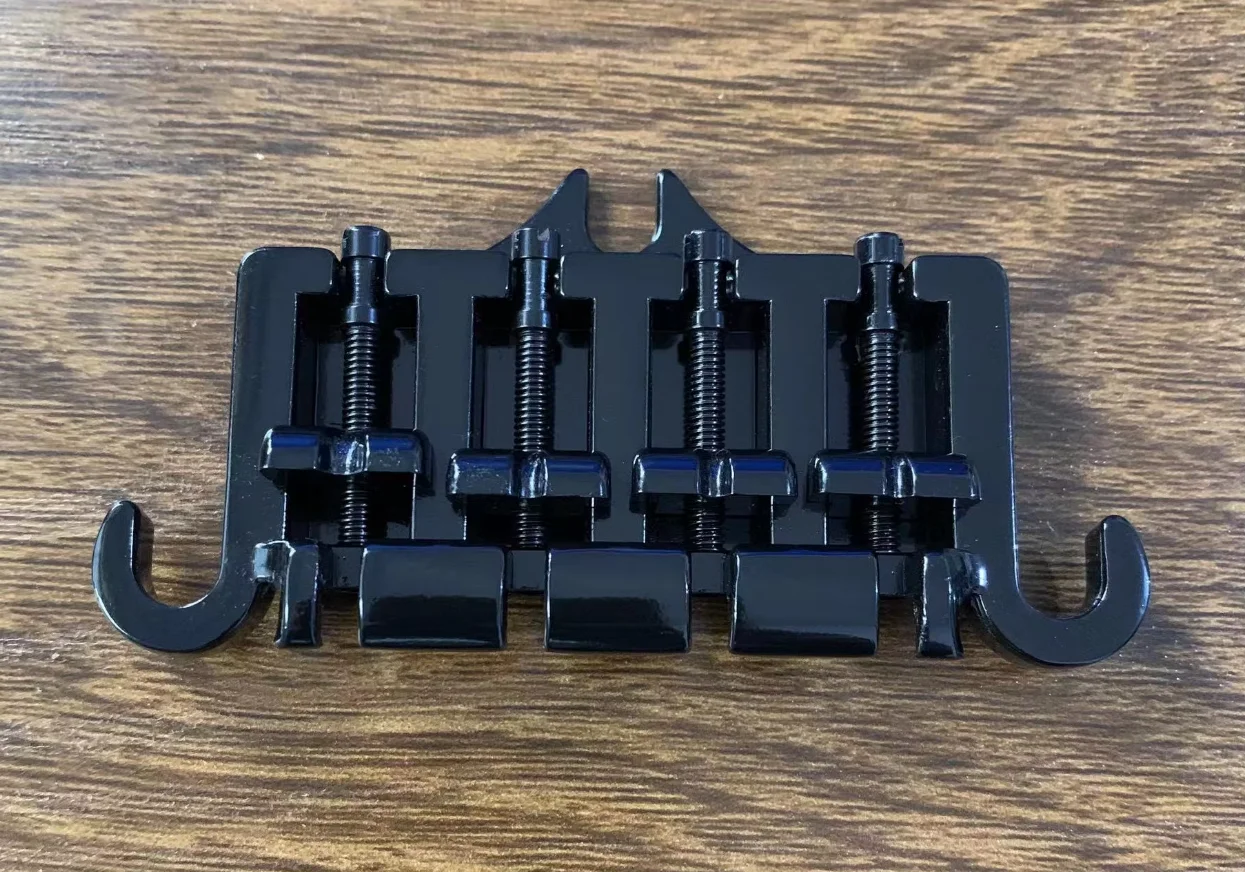 Thunderbird-style 4-String Bass Bridge in Chrome/Black 2 Thunderbird-style 4-String Bass Bridge in Chrome/Black - Image 2