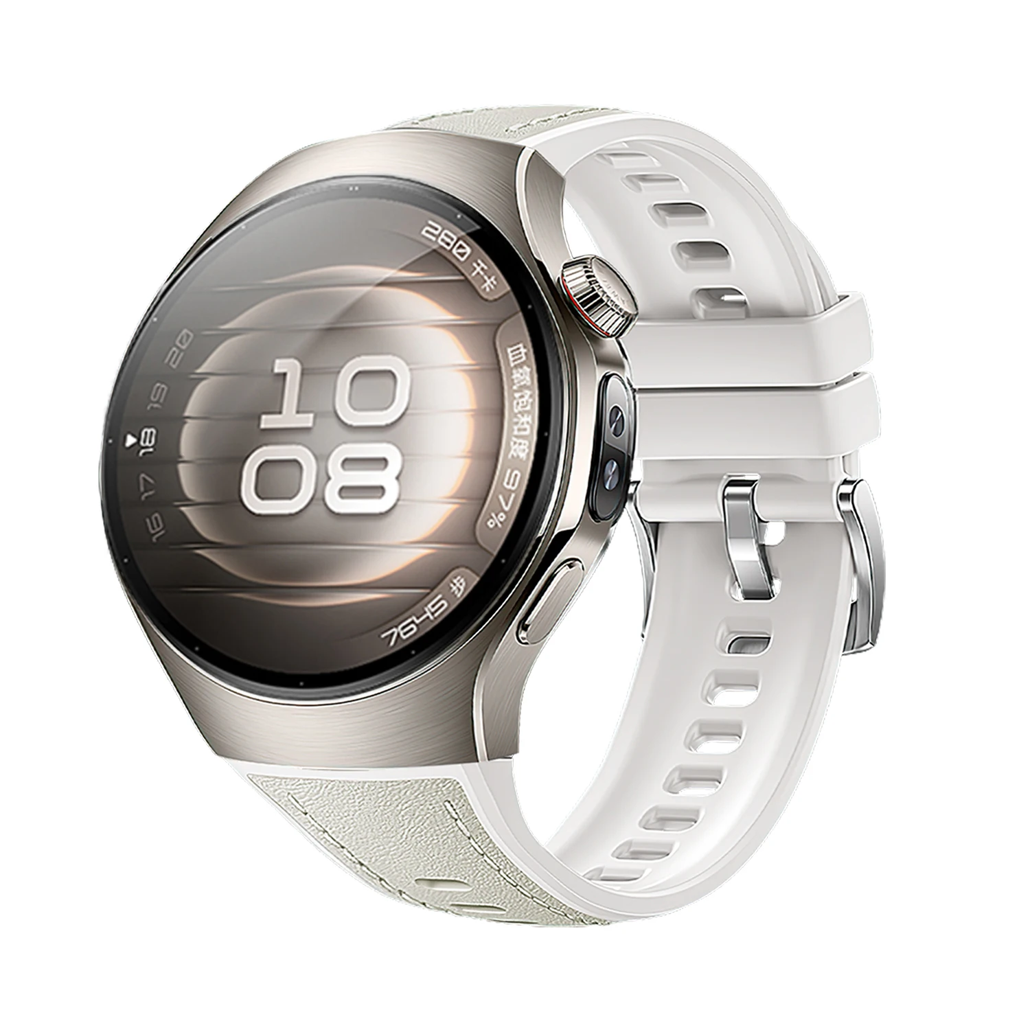 Leather Silicone Strap for Huawei Watch 5 (42mm & 46mm) 9 Leather Silicone Strap for Huawei Watch 5 (42mm & 46mm) - Image 9