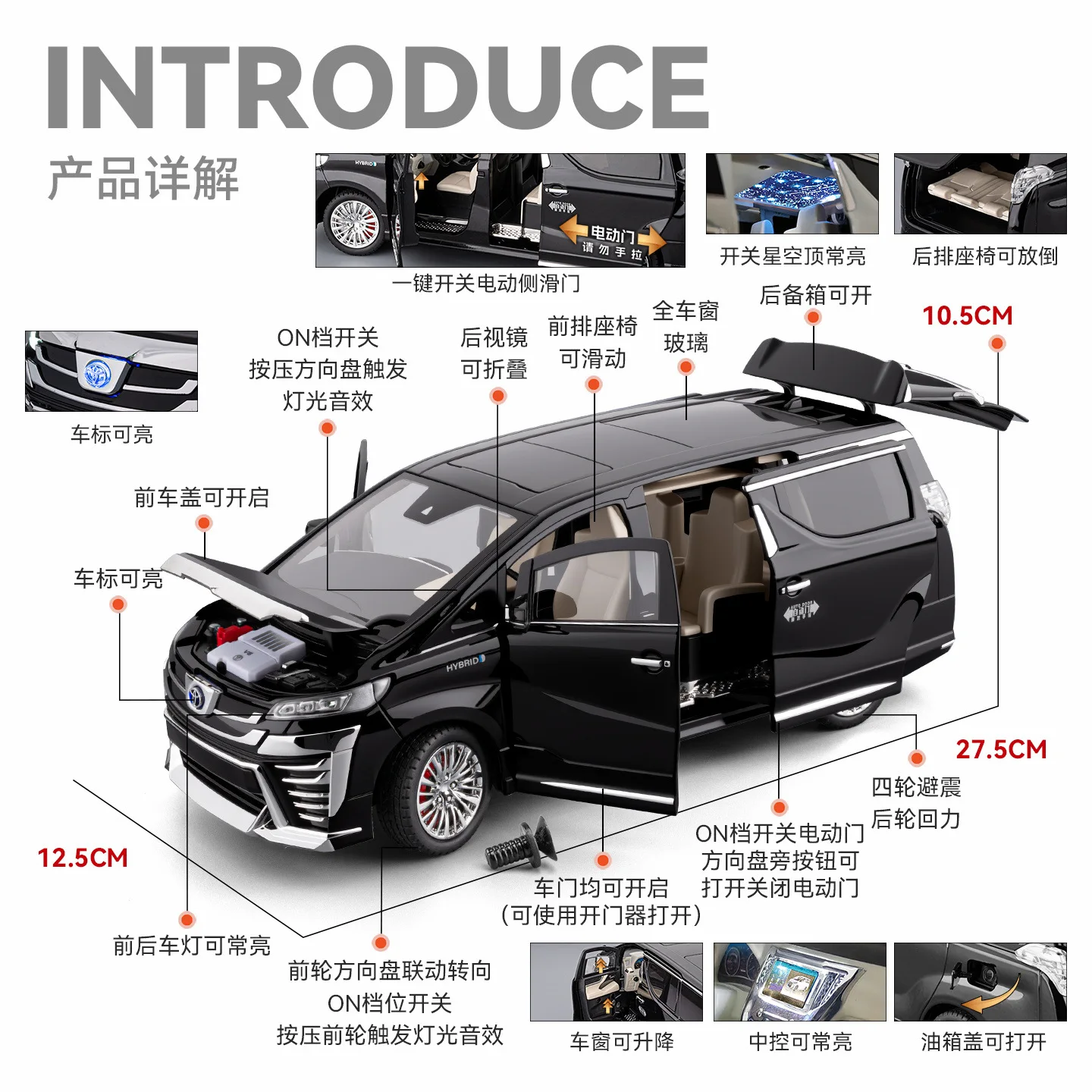 1/18 Vellfire Alphard MPV Diecast Model 4 1/18 Vellfire Alphard MPV Diecast Model - Image 4