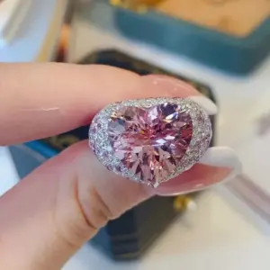 Pink Heart-Shaped Silver Ring with Zircon Accents 7 S0dc755c4fc3246b293ba87937cea4637W