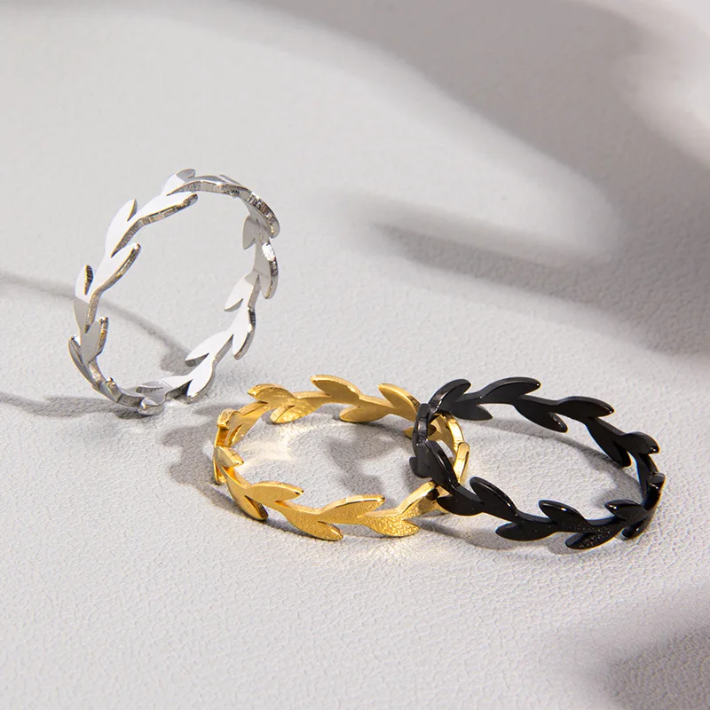 Bohemian Stainless Steel Leaf Ring for Women 3 Bohemian Stainless Steel Leaf Ring for Women - Image 3