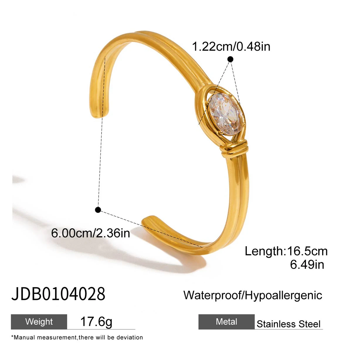 Elegant Stainless Steel Gold Bracelet JDB0104028 7 Elegant Stainless Steel Gold Bracelet JDB0104028 - Image 7