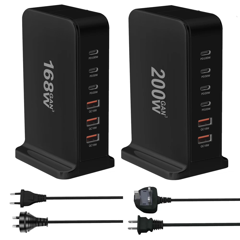 GaN Dual-Model 200W/168W Fast Charger with 6 USB-C Ports 2 GaN Dual-Model 200W/168W Fast Charger with 6 USB-C Ports - Image 2