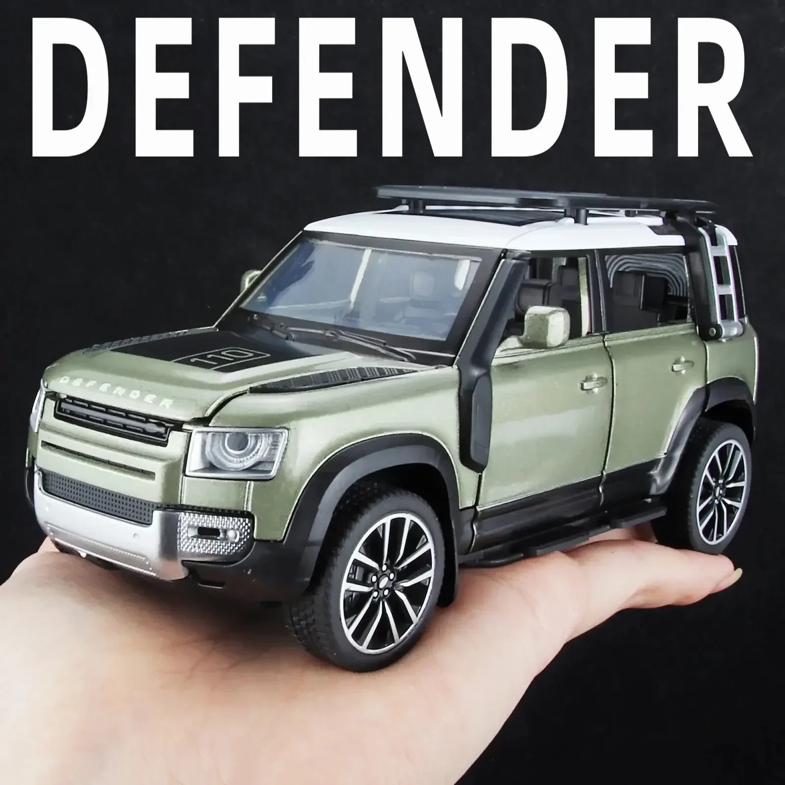 Land Rover Defender 110 1:32 Diecast Model with Light & Sound 2 Land Rover Defender 110 1:32 Diecast Model with Light & Sound - Image 2