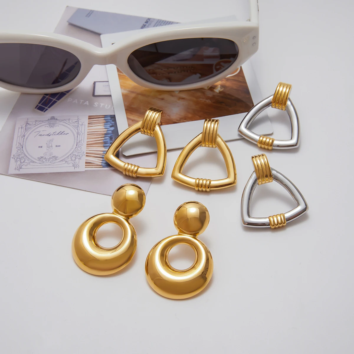 Stainless Steel Geometric Earrings Collection 3 Stainless Steel Geometric Earrings Collection - Image 3