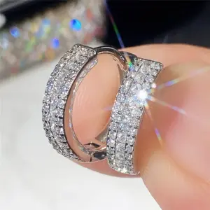 Elegant 925 Silver Zircon Hoop Earrings 7 S0edbaae1c07c419f86923e5f233219eeD