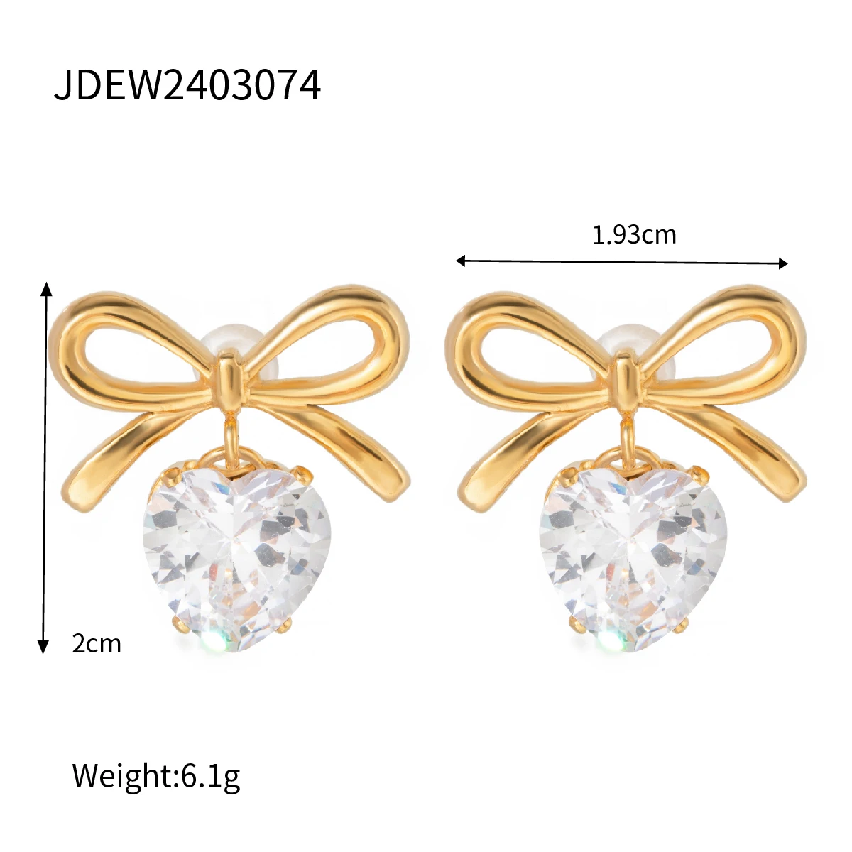 Stainless Steel Heart-Shaped Zircon Earrings 8 Stainless Steel Heart-Shaped Zircon Earrings - Image 8