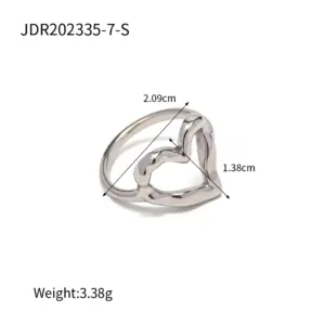 Gold-tone Stainless Steel Heart Ring for Women 15 S0ef9dd4dc41d478e902adf094dbe23b7t