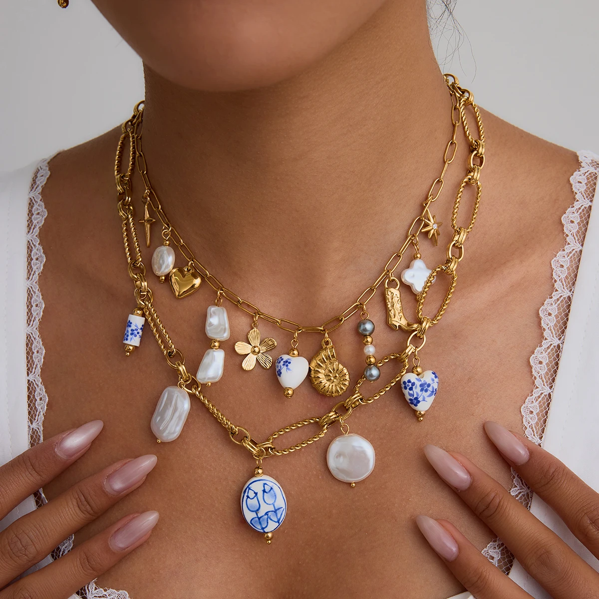 Stainless Steel Charm Necklace JDN0303032 2 Stainless Steel Charm Necklace JDN0303032 - Image 2