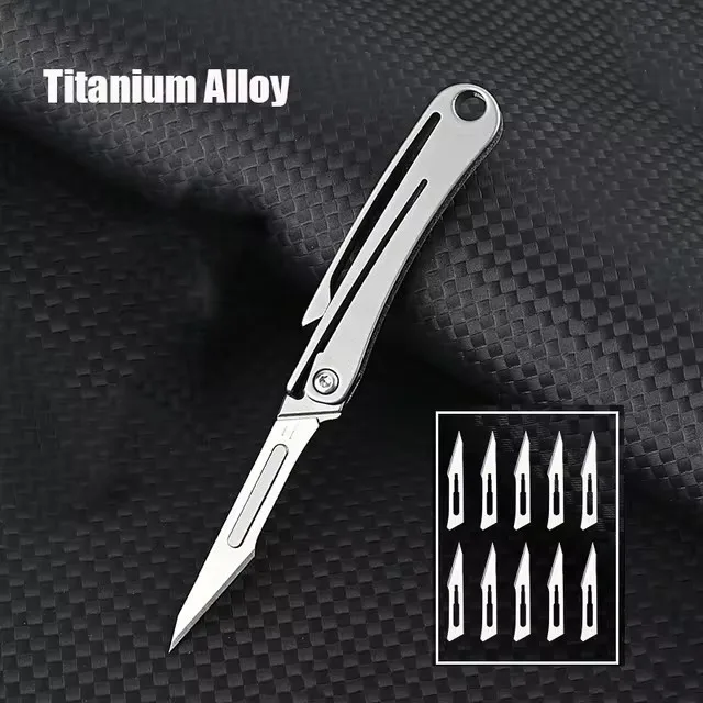 Titanium Alloy Mini Folding Scalpel with 10 Blades 7 Titanium Alloy Mini Folding Scalpel with 10 Blades - Image 7
