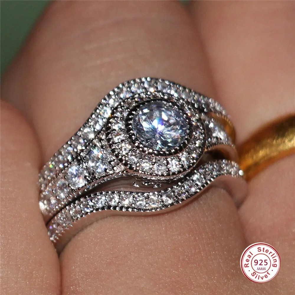 Silver Zircon Women’s Ring Set with AAA Stones 2 Silver Zircon Women’s Ring Set with AAA Stones - Image 2