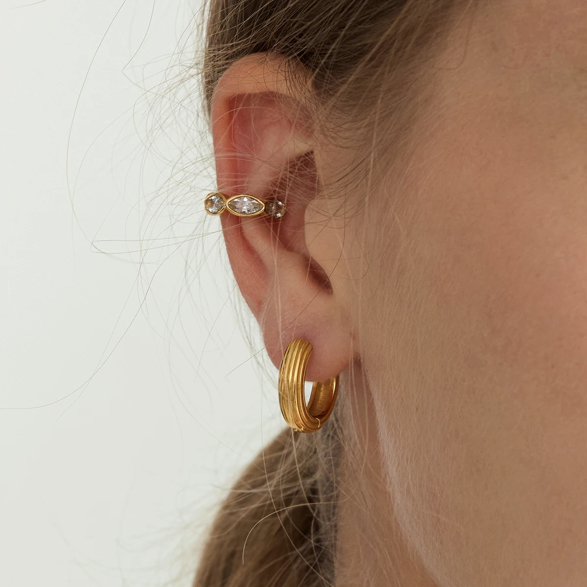 Stainless Steel Gold-Tone Earrings 2 Stainless Steel Gold-Tone Earrings - Image 2